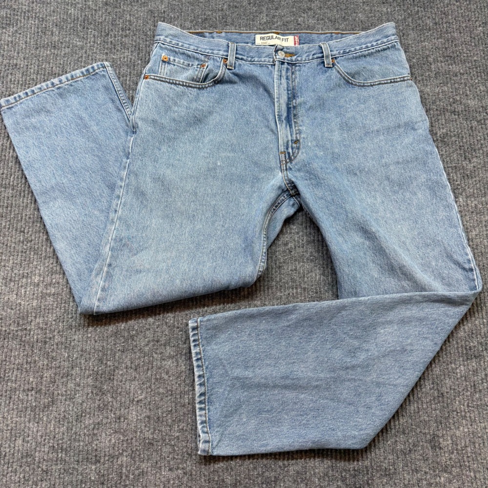 Levi's 505 38x30 Regular Fit Straight Leg Jeans Light Wash Classic Denim